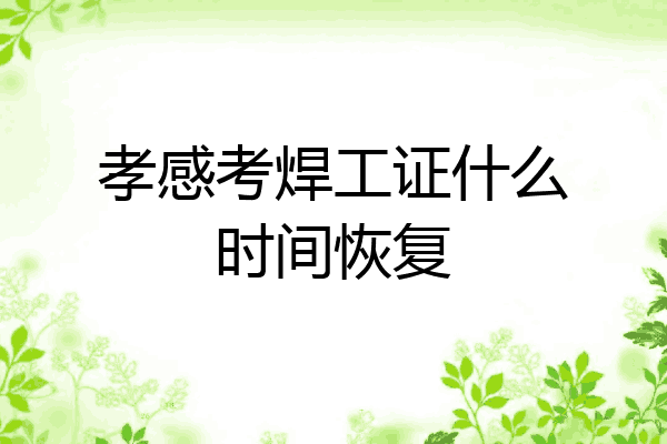 孝感考焊工证什么时间恢复