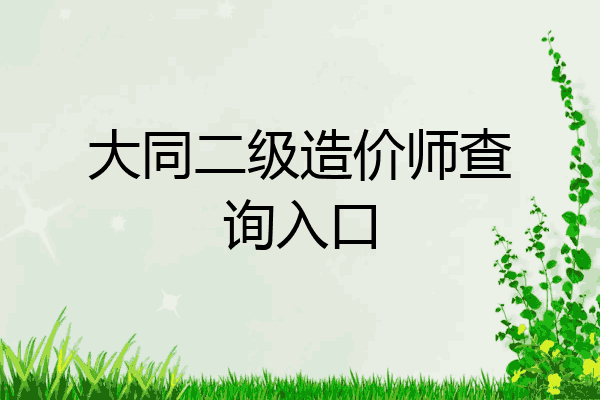大同二级造价师查询入口