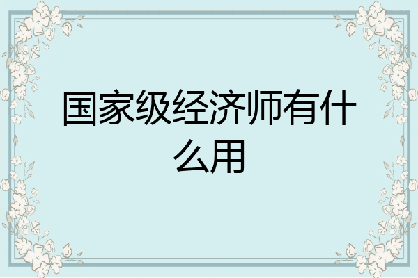 国家级经济师有什么用
