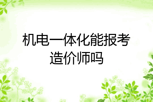 机电一体化能报考造价师吗