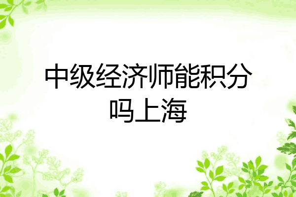 中级经济师能积分吗上海