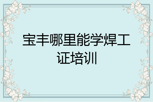 宝丰哪里能学焊工证培训