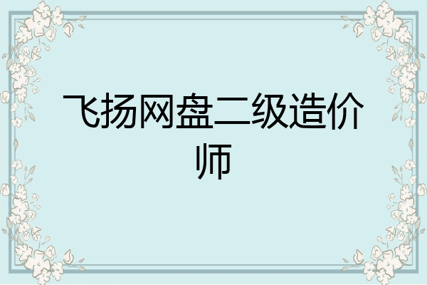 飞扬网盘二级造价师