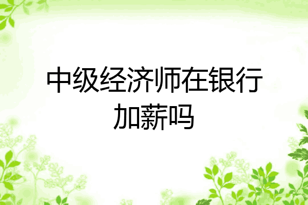 中级经济师在银行加薪吗