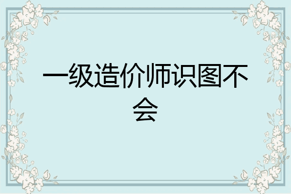 一级造价师识图不会