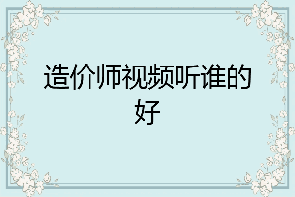 造价师视频听谁的好