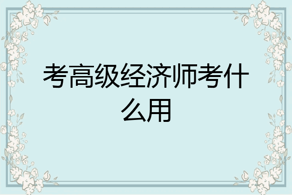 考高级经济师考什么用