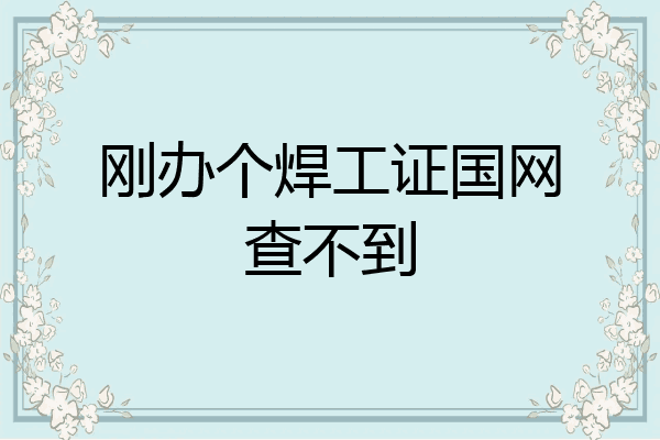刚办个焊工证国网查不到