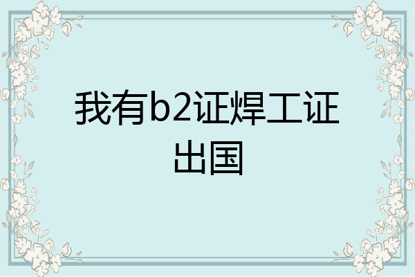 我有b2证焊工证出国