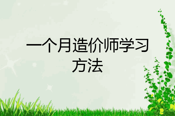 一个月造价师学习方法