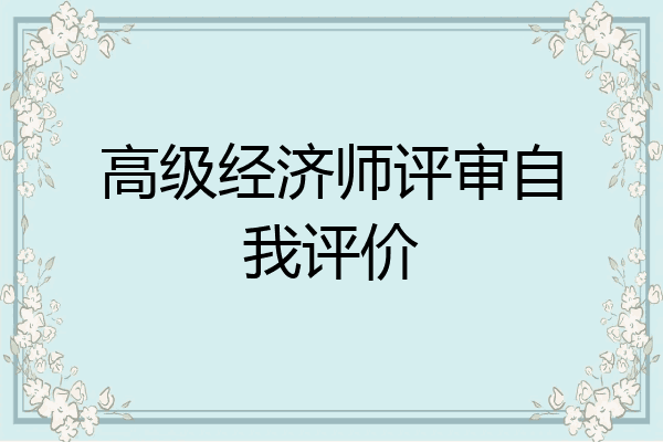 高级经济师评审自我评价
