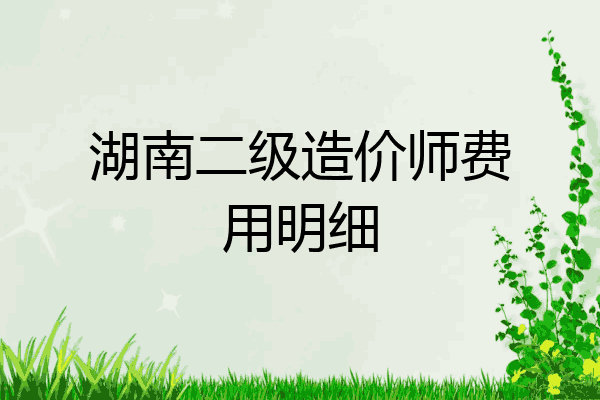 湖南二级造价师费用明细