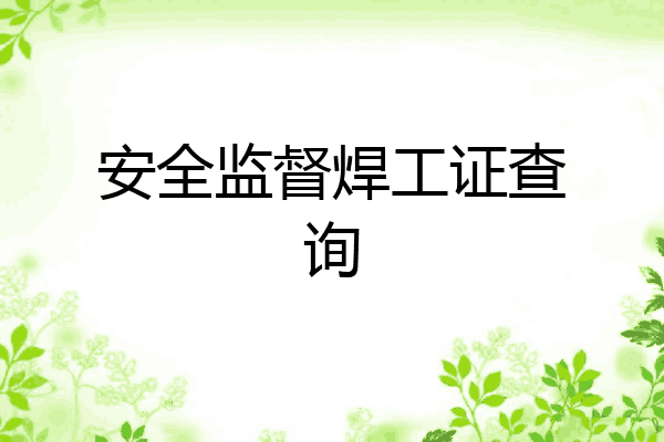 安全监督焊工证查询