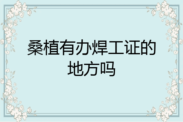 桑植有办焊工证的地方吗