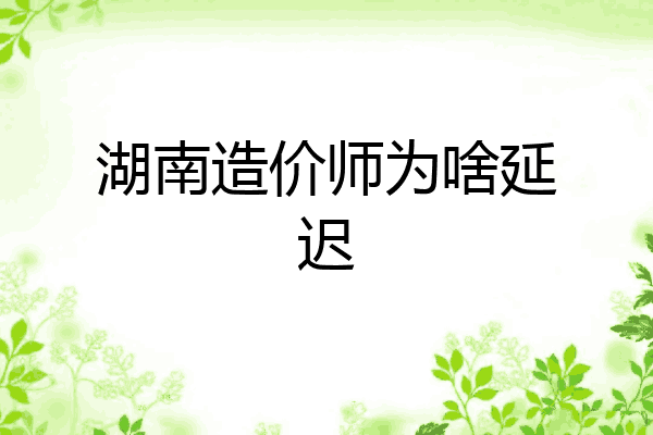 湖南造价师为啥延迟