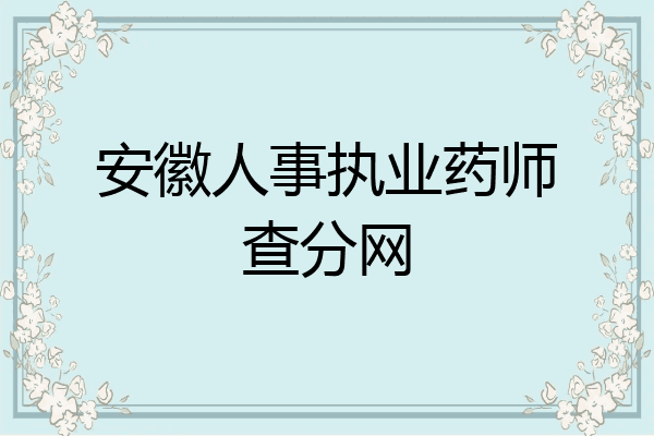 安徽人事执业药师查分网
