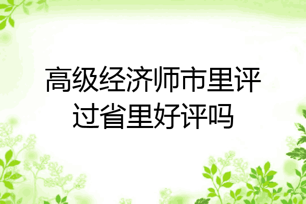 高级经济师市里评过省里好评吗
