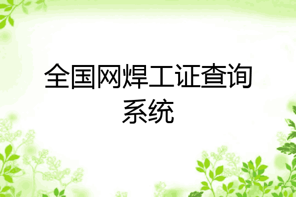 全国网焊工证查询系统