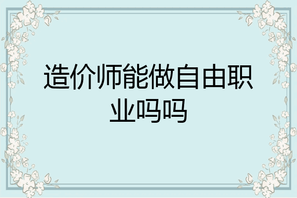 造价师能做自由职业吗吗