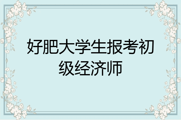好肥大学生报考初级经济师