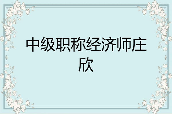 中级职称经济师庄欣