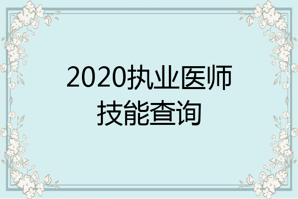 2020执业医师技能查询