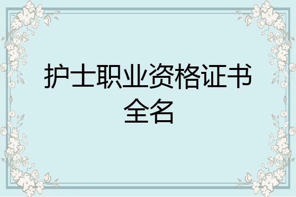 护士职业资格证书全名