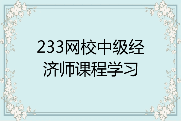 233网校中级经济师课程学习
