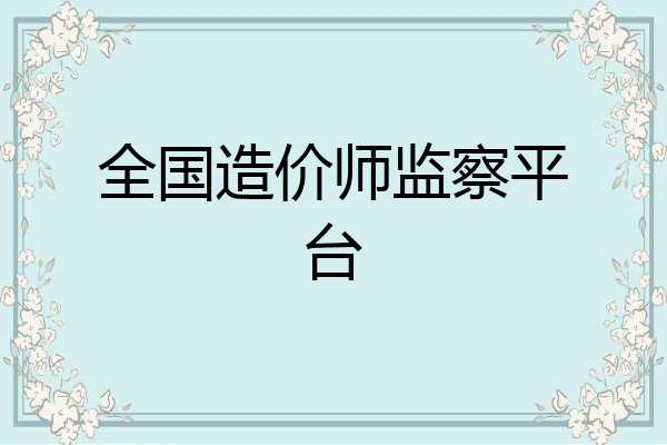 全国造价师监察平台