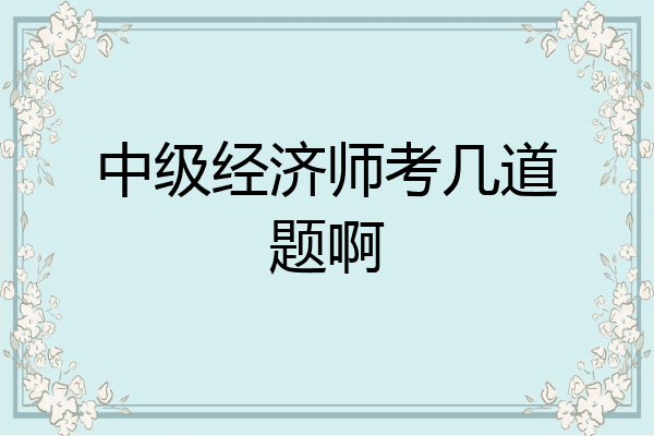 中级经济师考几道题啊