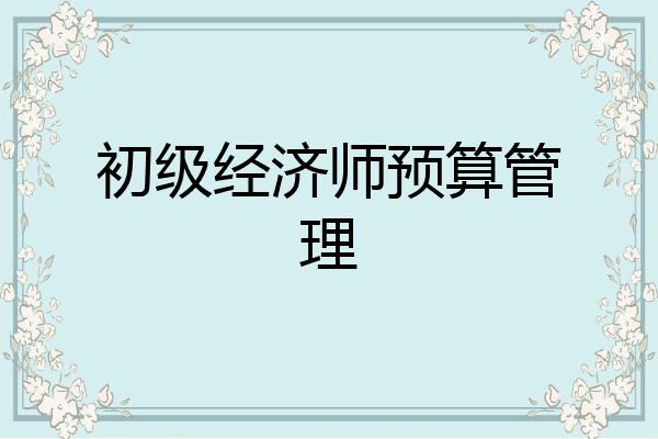 初级经济师预算管理