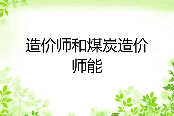 造价师和煤炭造价师能