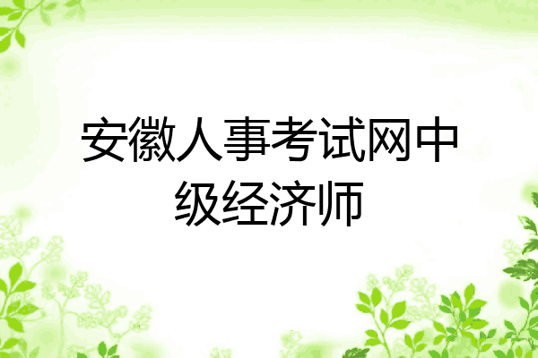 安徽人事考试网中级经济师