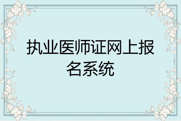 执业医师证网上报名系统