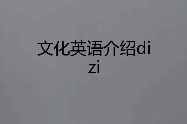 文化英语介绍dizi