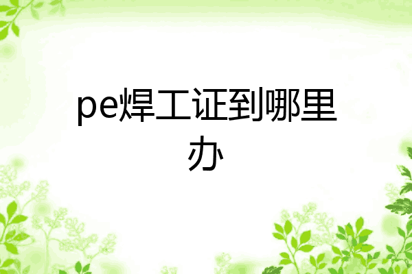 pe焊工证到哪里办