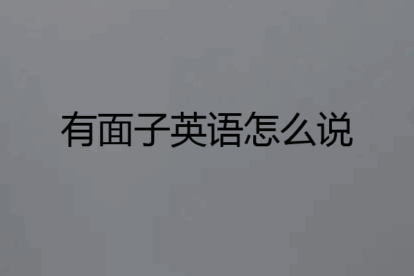 有面子英语怎么说