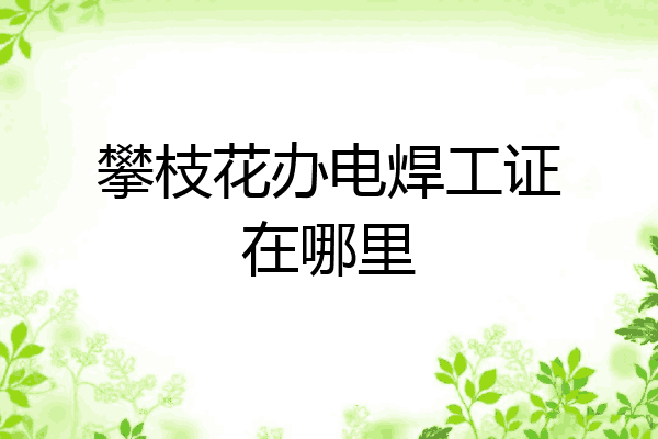 攀枝花办电焊工证在哪里