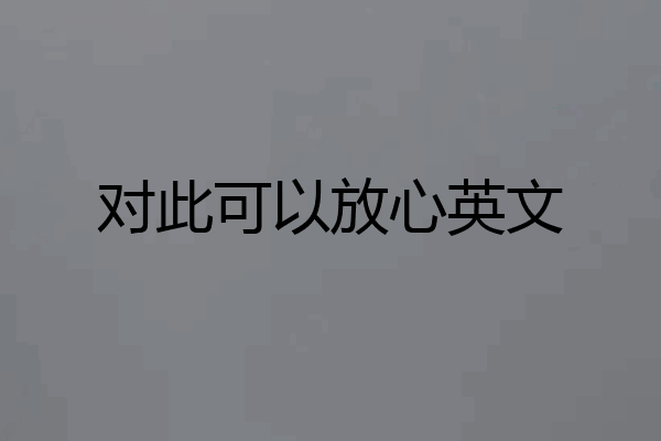 对此可以放心英文