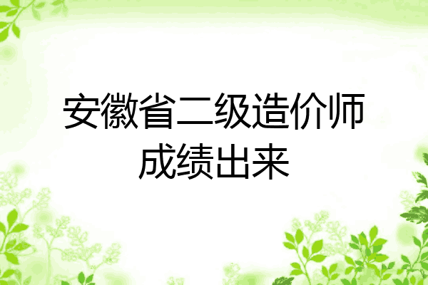 安徽省二级造价师成绩出来