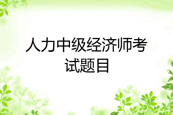 人力中级经济师考试题目