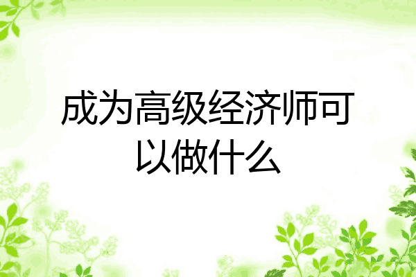 成为高级经济师可以做什么