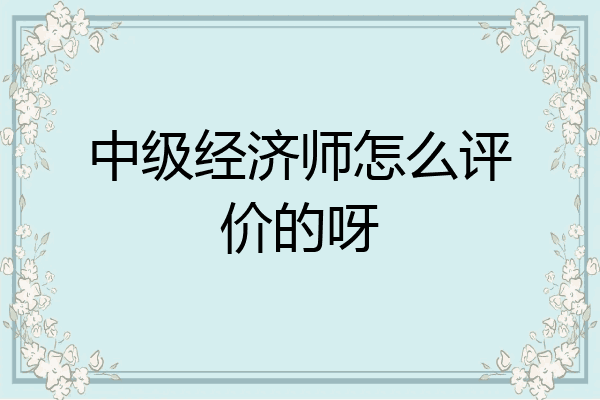 中级经济师怎么评价的呀