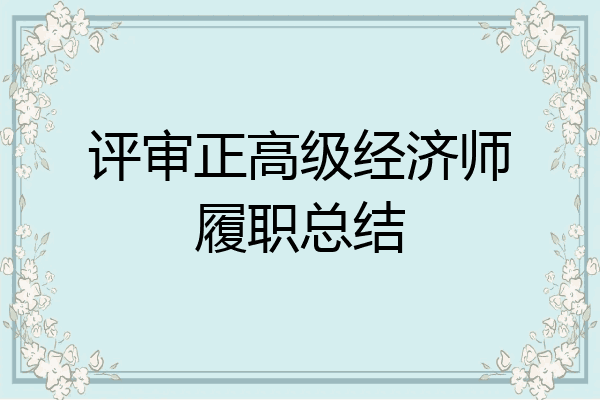 评审正高级经济师履职总结