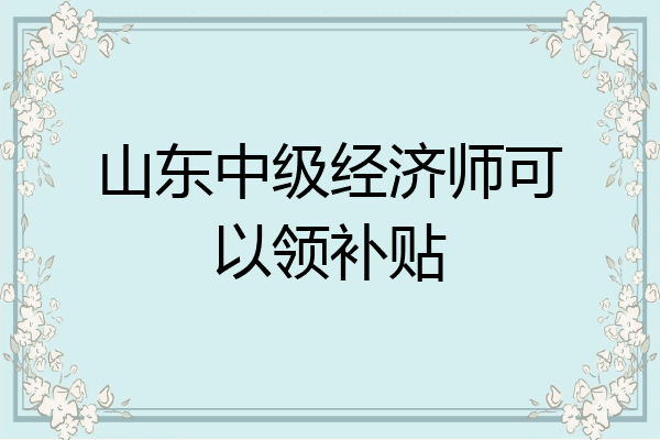 山东中级经济师可以领补贴