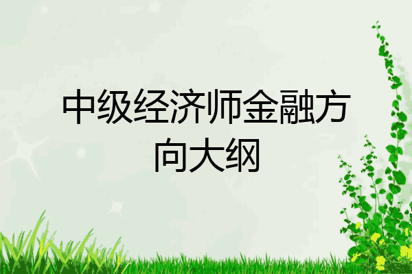 中级经济师金融方向大纲