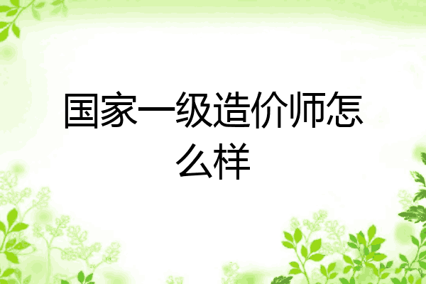 国家一级造价师怎么样