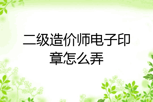 二级造价师电子印章怎么弄