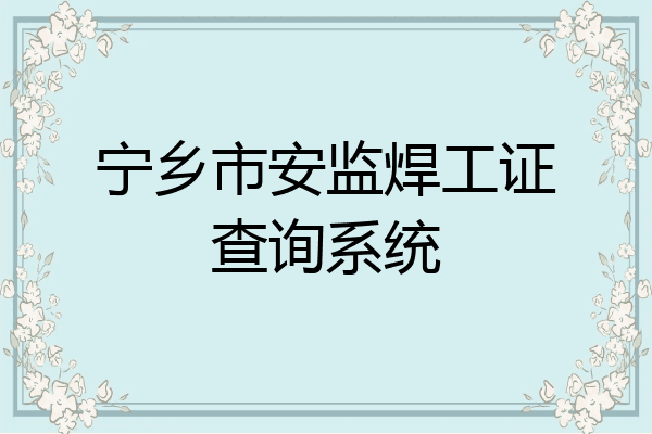 宁乡市安监焊工证查询系统