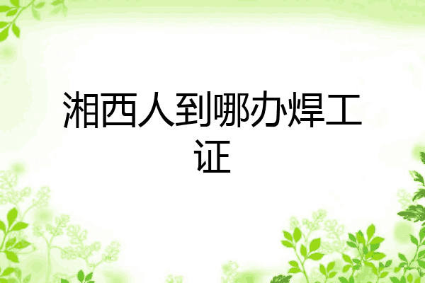 湘西人到哪办焊工证